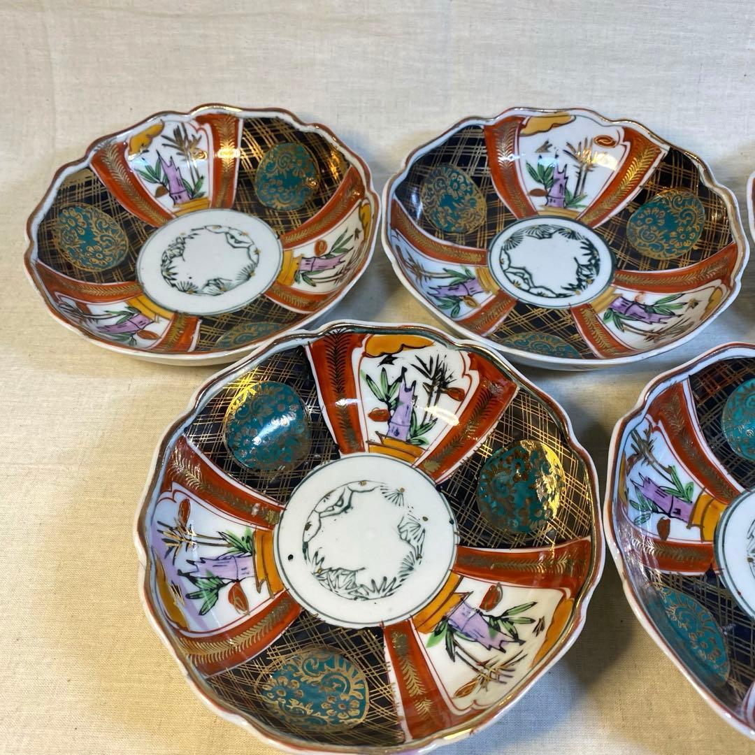 伊万里　古伊万里　大聖寺伊万里　なます皿　色絵　金襴手　5客