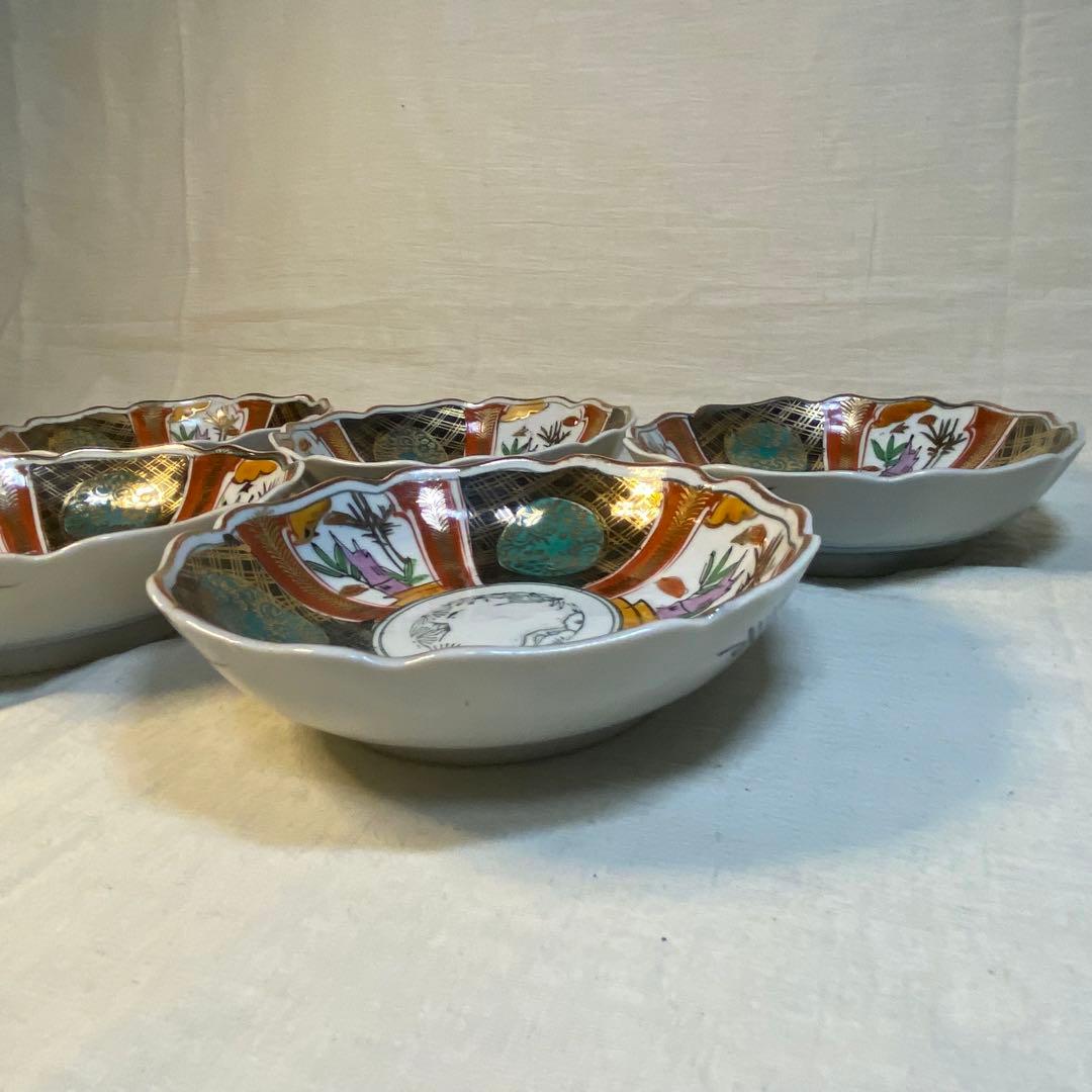 伊万里　古伊万里　大聖寺伊万里　なます皿　色絵　金襴手　5客