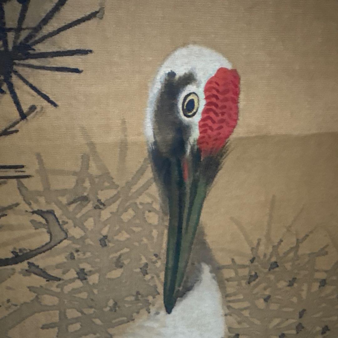 掛け軸　大倉廣寶　鶴　亀　草幅画　松　岩　骨董品　絵画　掛軸　大正ロマン　廣宝