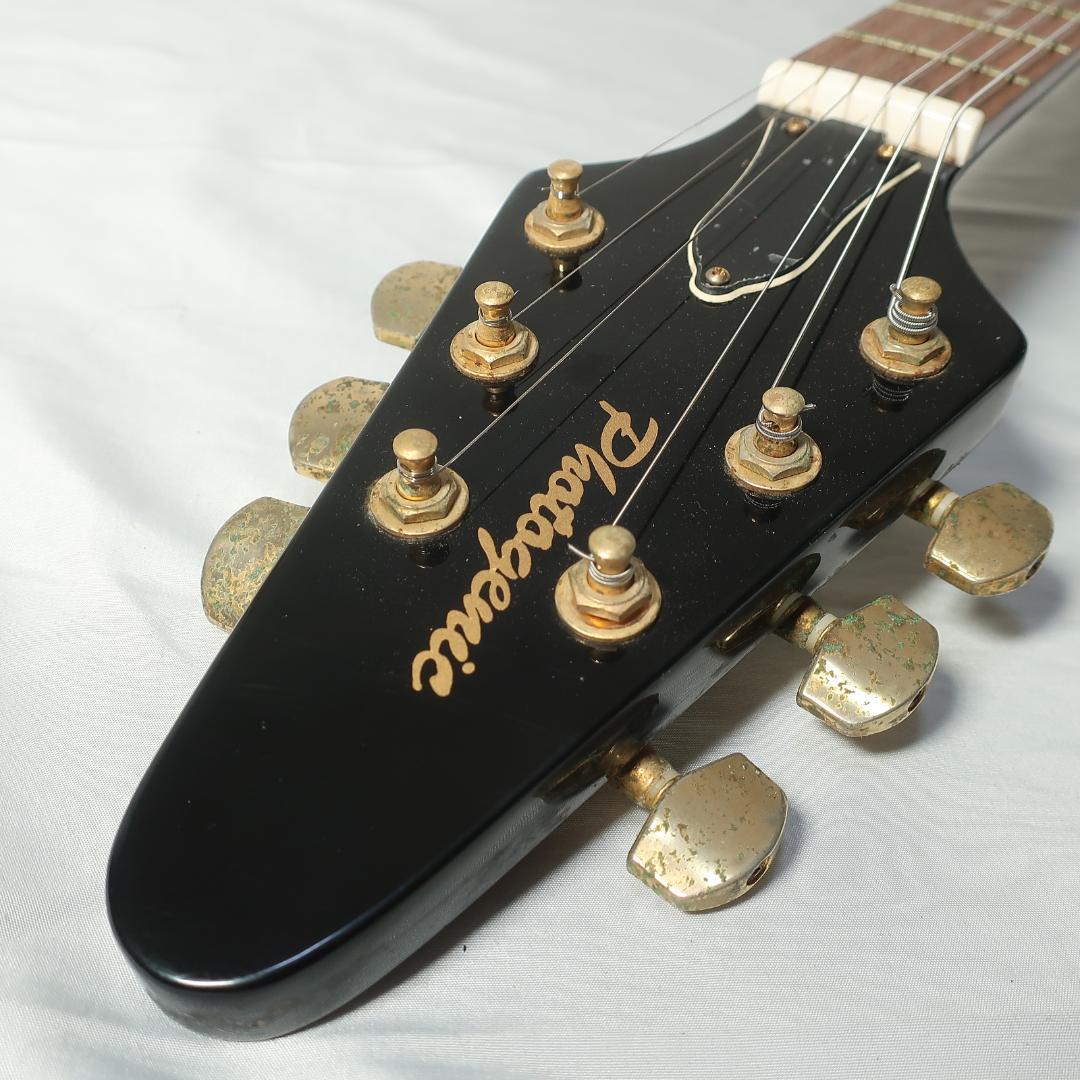 Photogenic フライングV エレキギター ブラックボディ ゴールドパーツ