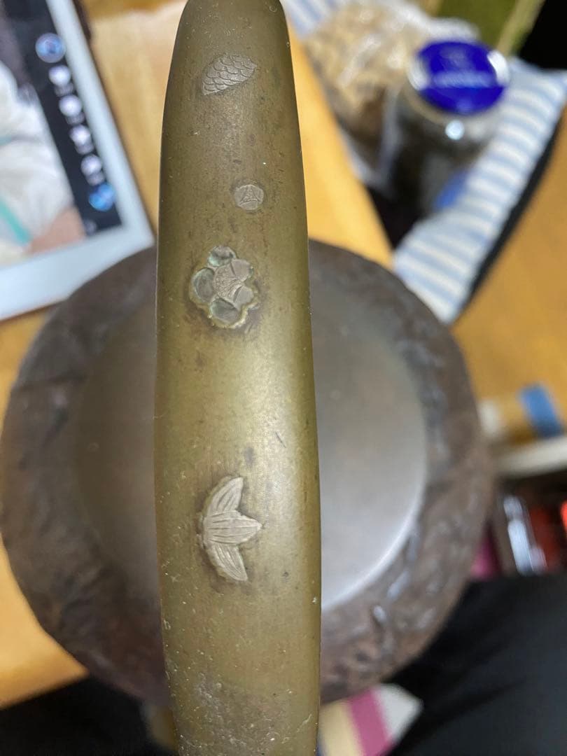 鉄瓶 亀文堂造 銀摘 銀象嵌 明治期