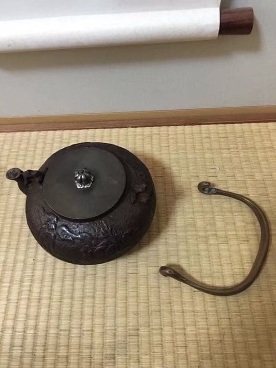 鉄瓶 亀文堂造 銀摘 銀象嵌 明治期