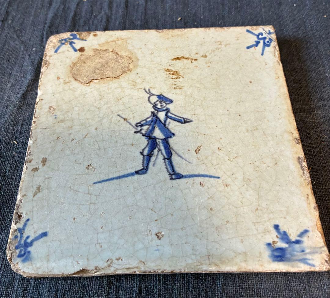 デルフトタイル　17世紀　ローヤルブルー　　 染付けタイル