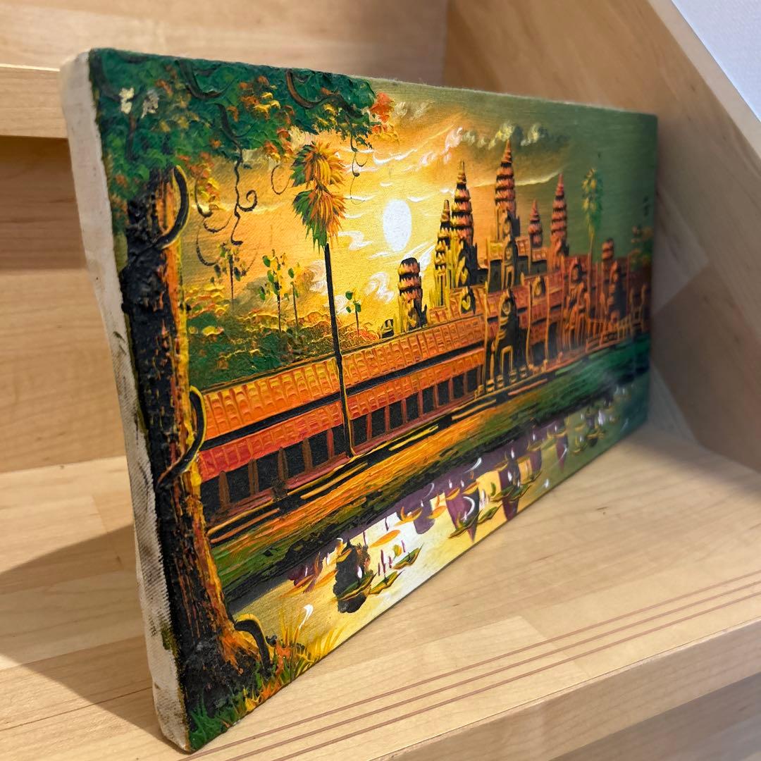 【現地購入】アンコールワット 油彩画 約40cm x 20cm