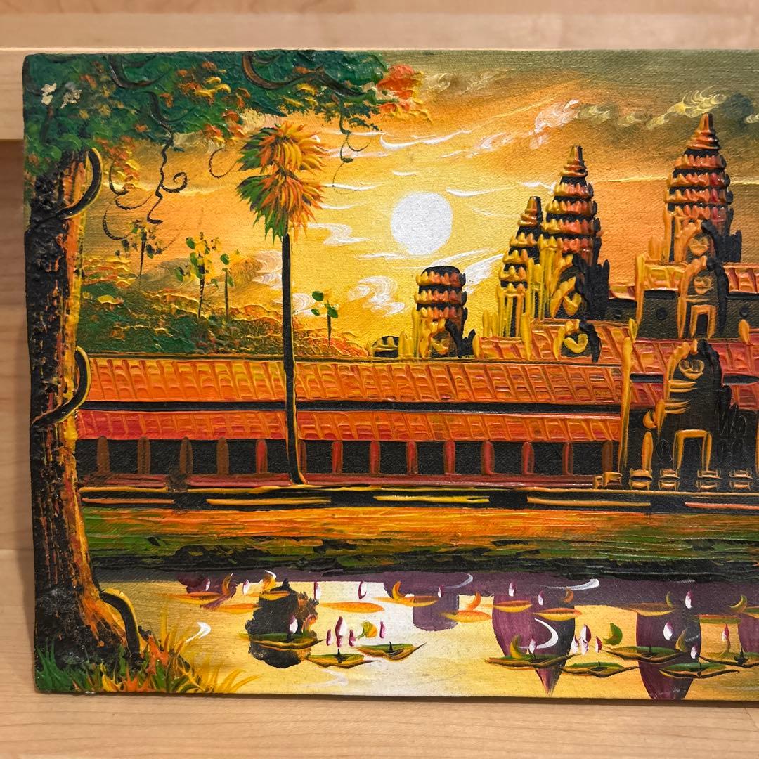 【現地購入】アンコールワット 油彩画 約40cm x 20cm