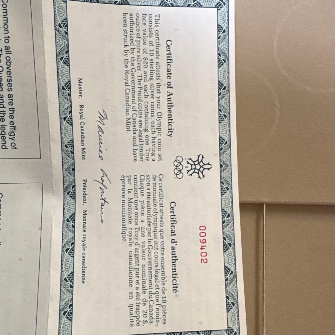 【激レア完品】カルガリー冬季五輪 20ドル銀貨 10枚セット 証書・大型ケース付