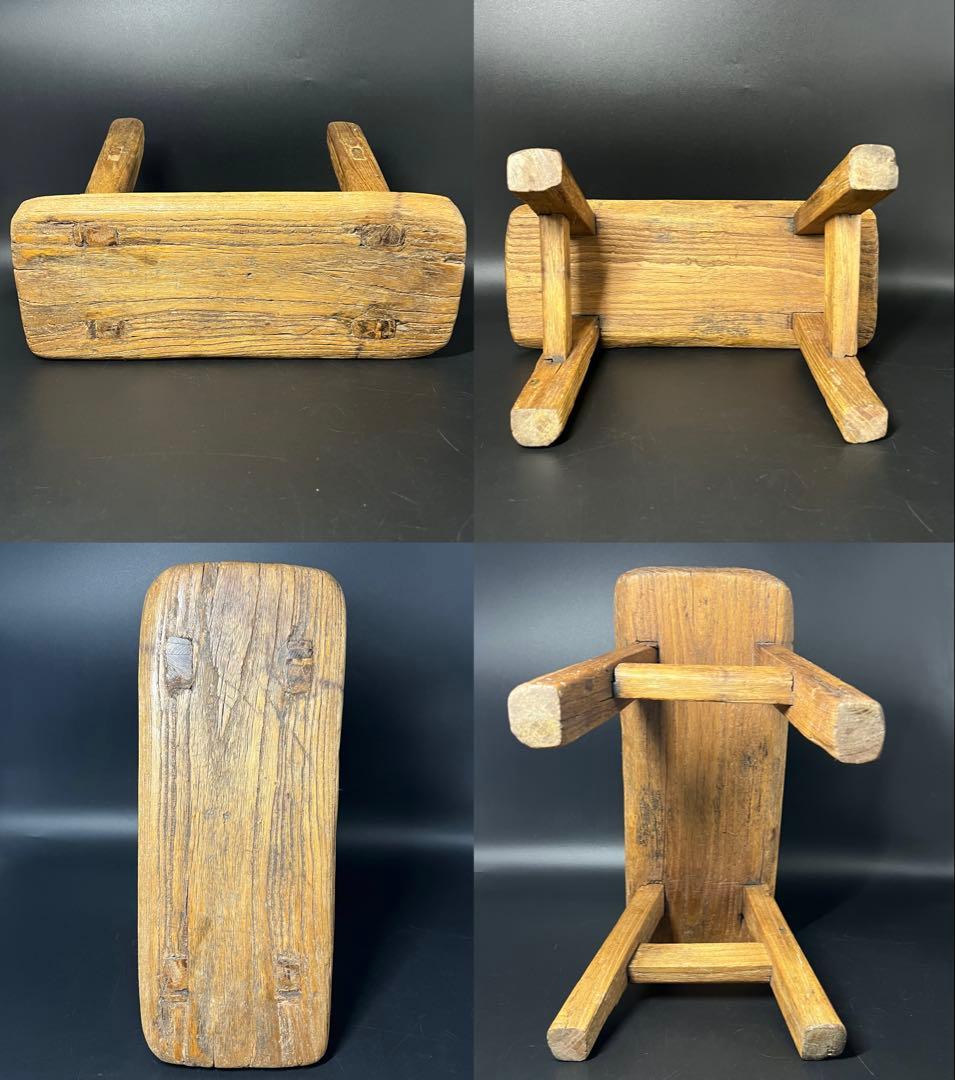 李朝 木製 小椅子 低椅子 踏み台 古民藝 古道具 朝鮮古美術 民藝 花台展示台