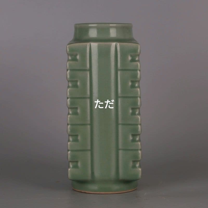 宋汝窯清涼寺開片琮式瓶 景徳鎮 陶磁器 装飾品 現代工芸品 美術品 置物