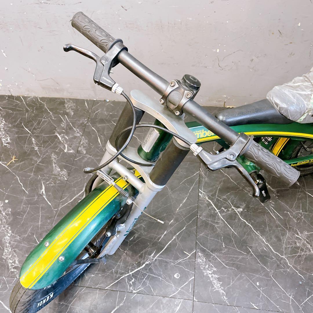 【918】バイク風子供車 Number グリーン 補助輪付き