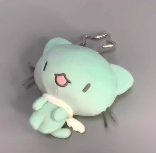 ぬいぐるみ キーホルダー ねこ 天使 ミントグリーン