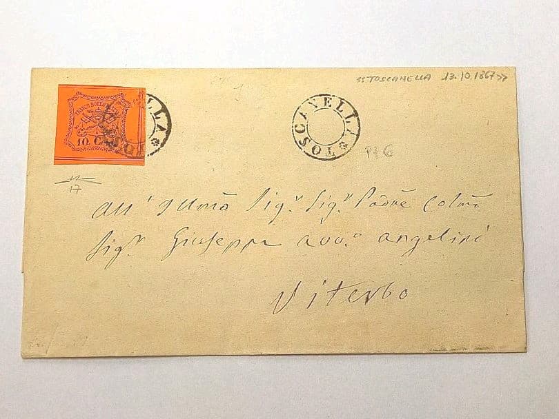 エンタイア 1867年 10セント 切手 イタリア　150年前 封筒