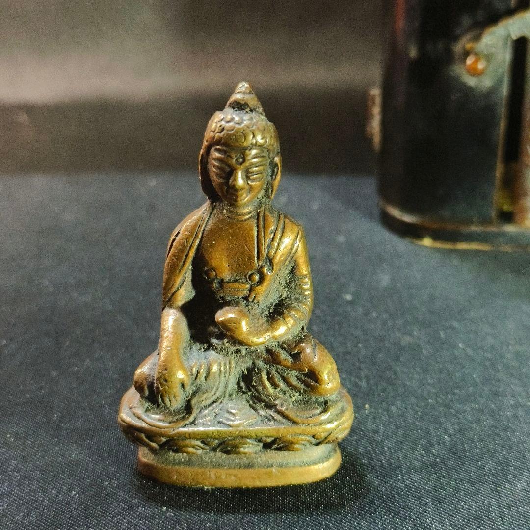 中国古美術 古銅薬師仏 漆厨子付 チベット密教 仏教美術 清朝骨董 寺院流出