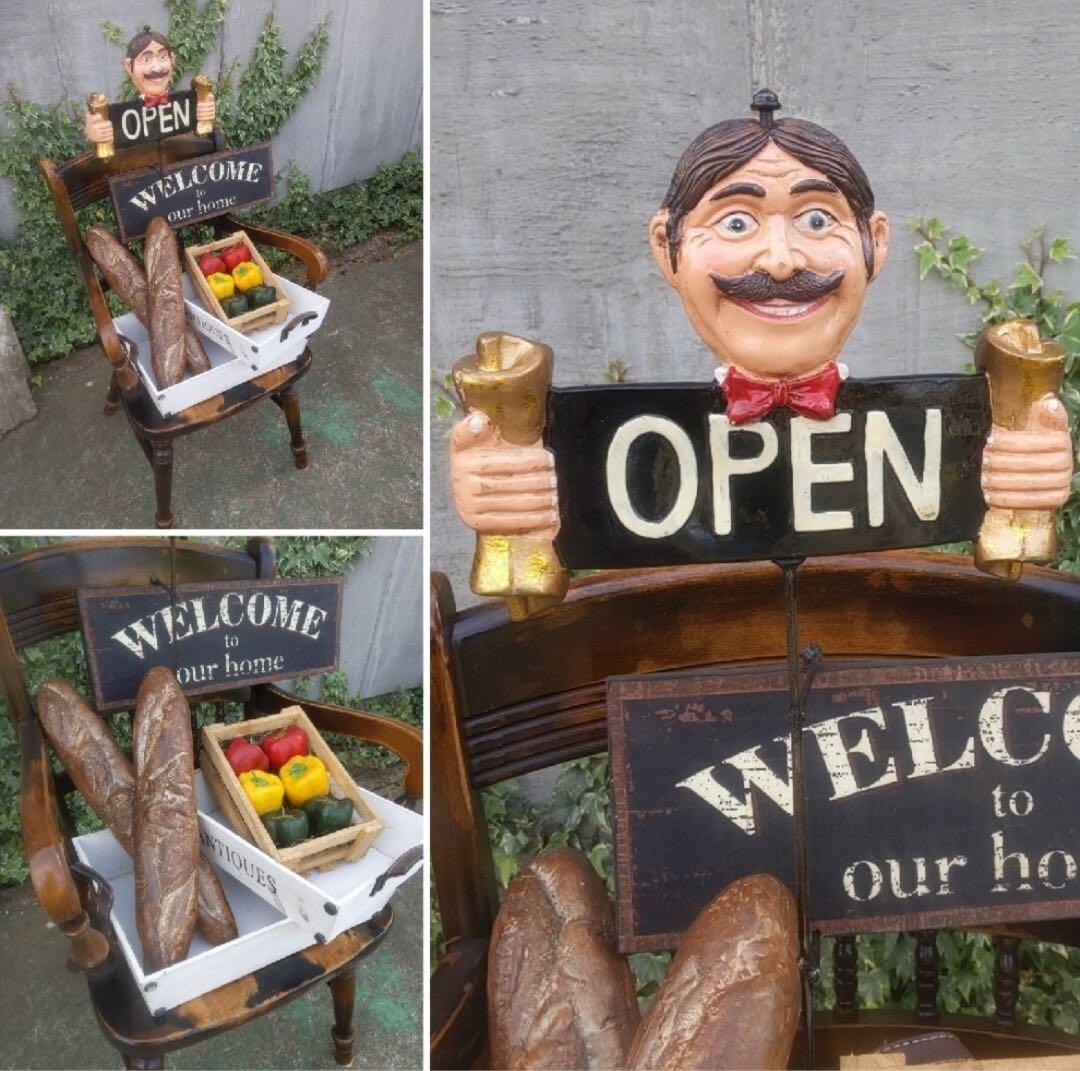 おしゃれなパン屋さん オープン&クローズ看板 ベーカリーカフェ 置き看板