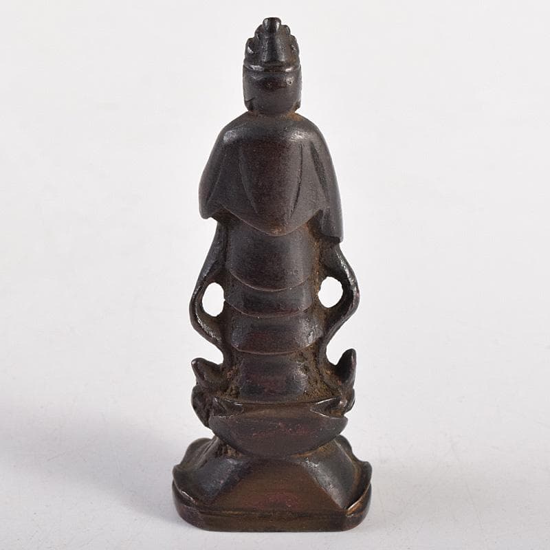 仏教美術　古銅　観音菩薩像　仏像　豆仏　懐中仏　置物　V　R8764