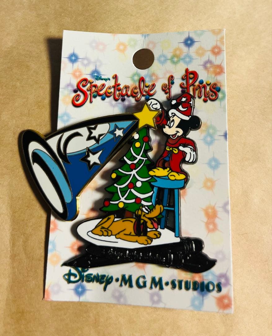 3393.昔の海外ディズニーワールドピン クリスマス ソーサラーハット ミッキー