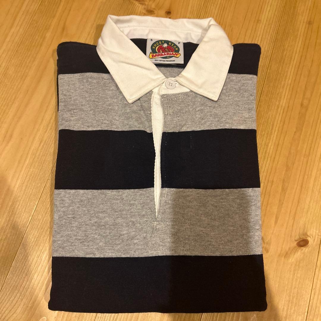 【未使用】BARBARIAN ラガーシャツ グレー/ネイビー