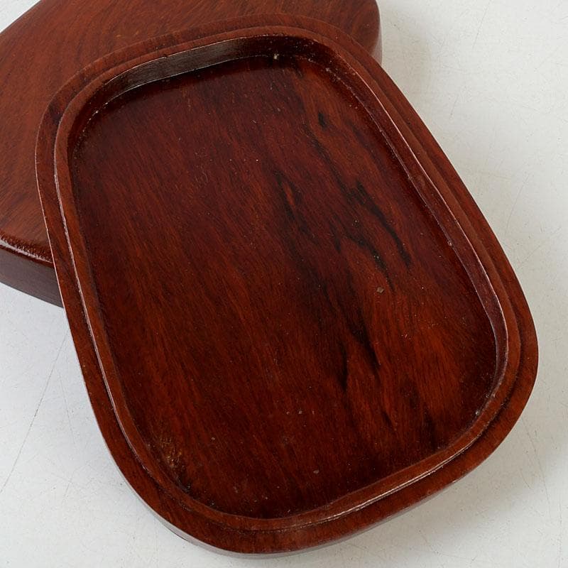 中国　書道具　花鳥彫　端渓硯　唐木箱　C　9599