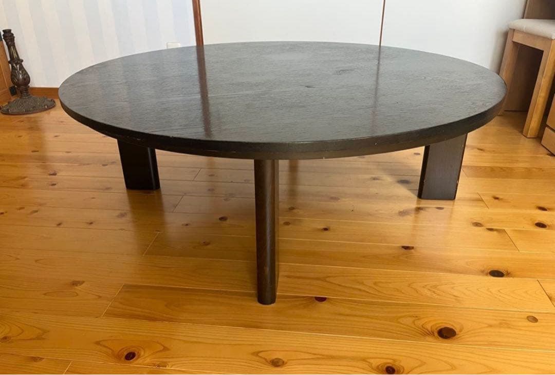 大きいダイニングテーブル　丸テーブル　円卓　木製テーブル　黒　送料無料