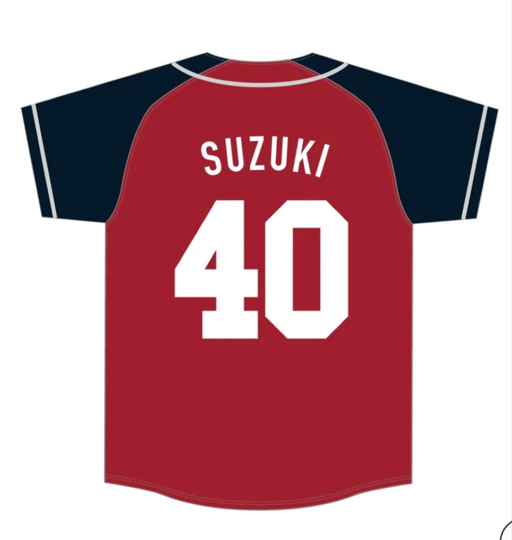 鈴木優磨ラグランベースボールシャツ（レッド×ネイビー）