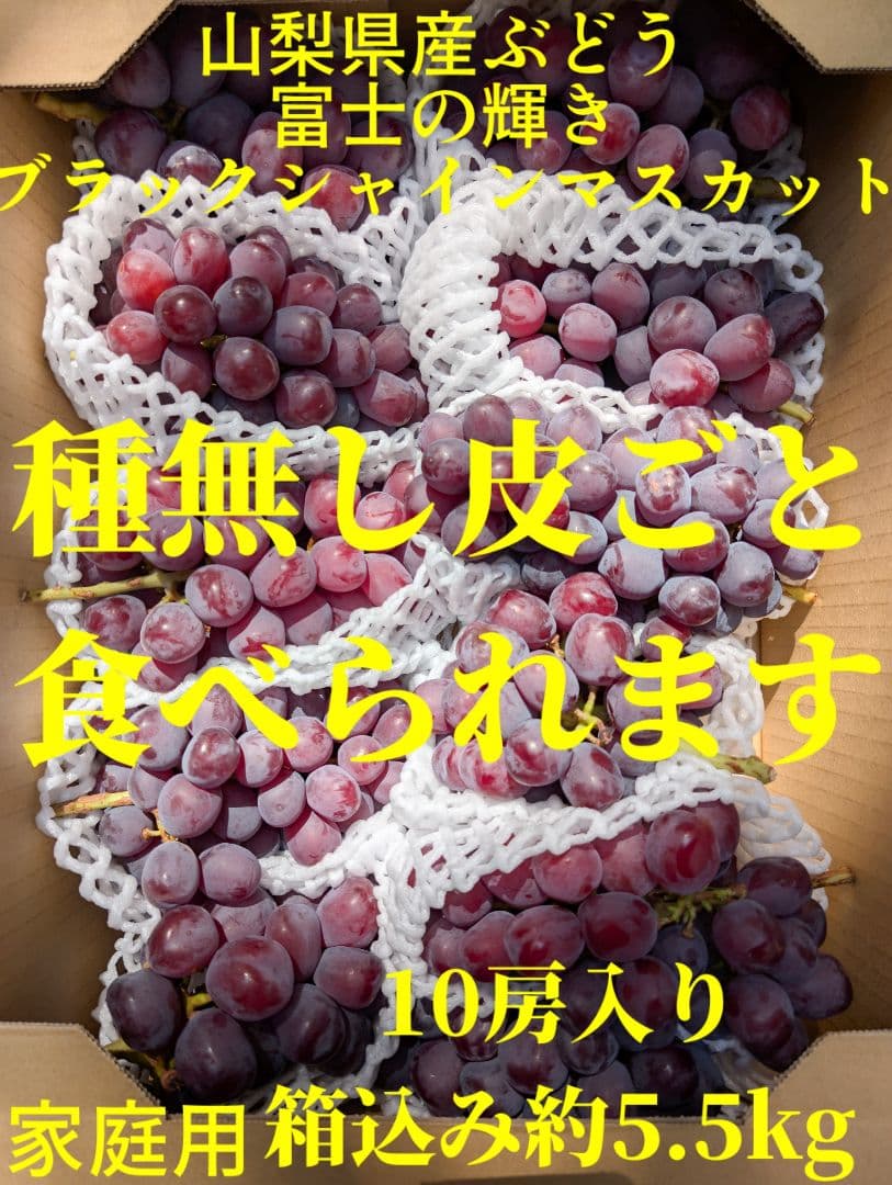 山梨県産ぶどう　富士の輝　ブラックシャインマスカット10房入り箱込み約5.5kg