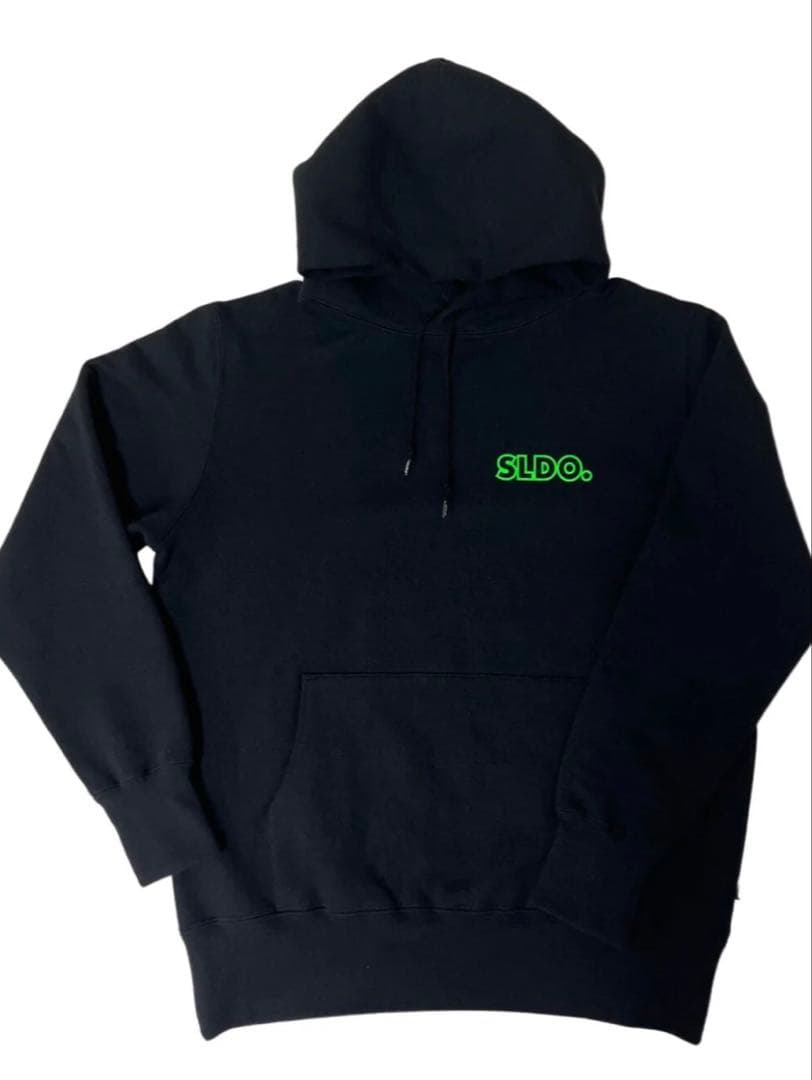 エスルドSLDOサイズM裏起毛フーディーLOGO パーカーブラック