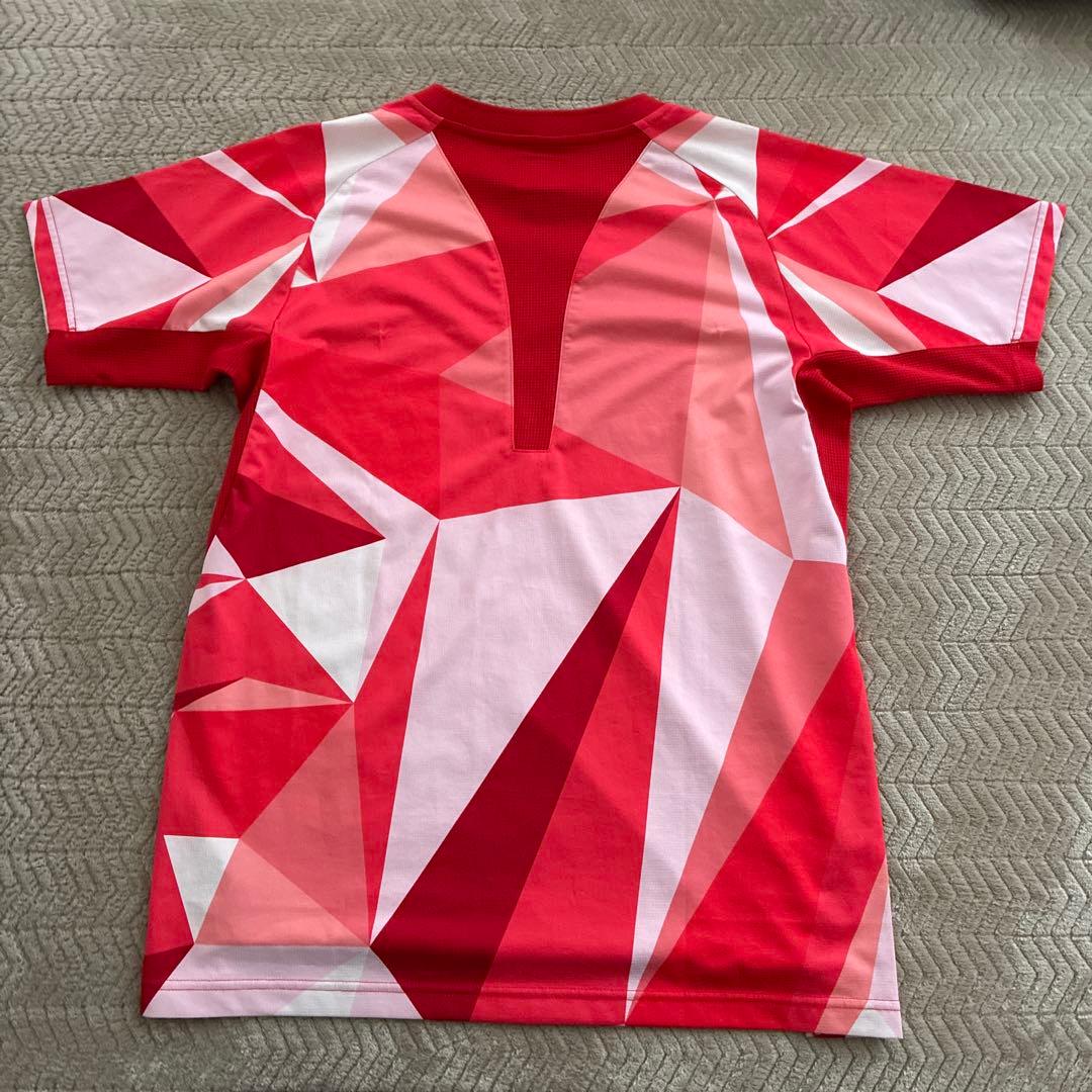 バドミントンウェア レッド/白 幾何学模様