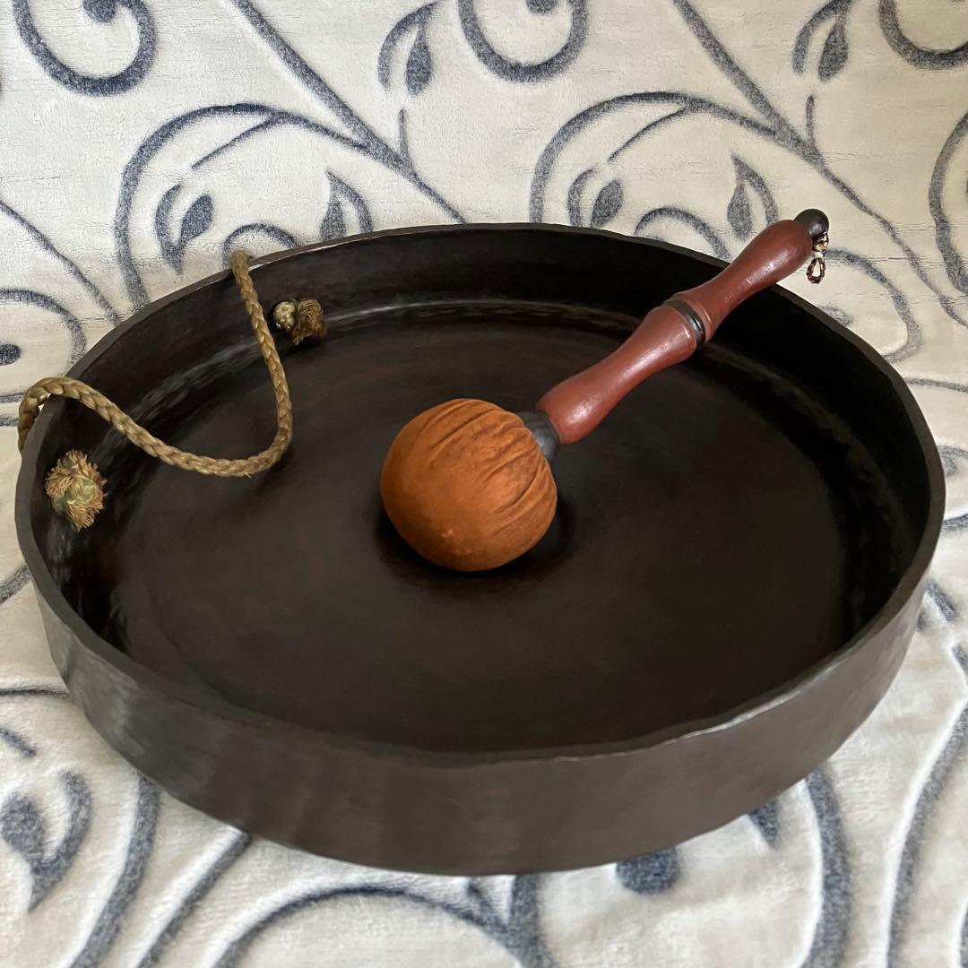 茶道具 銅鑼 ドラ ばち付