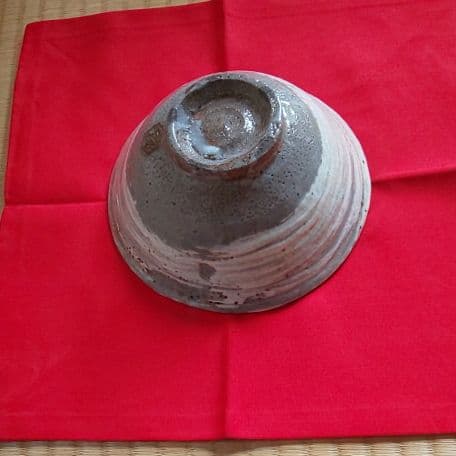 A 128 三島茶碗・五代六兵衛造 ( 坐忘斎箱書付き )