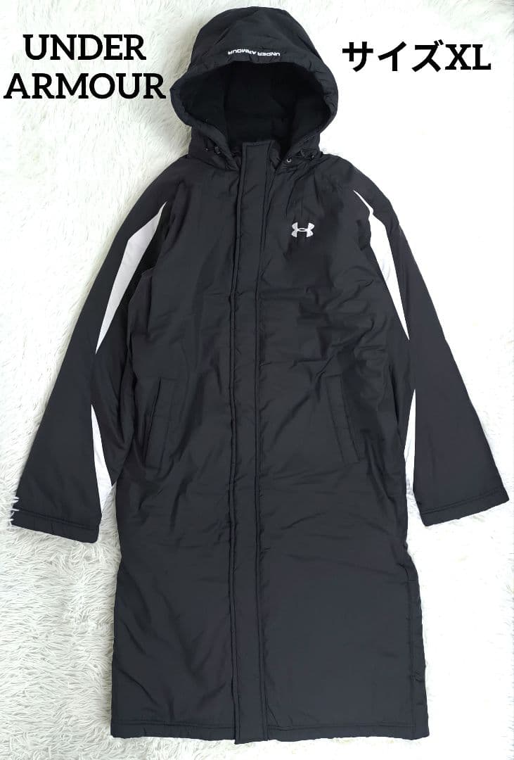 極美品✨ UNDER ARMOUR アンダーアーマー ベンチコート ロゴ刺繍 黒
