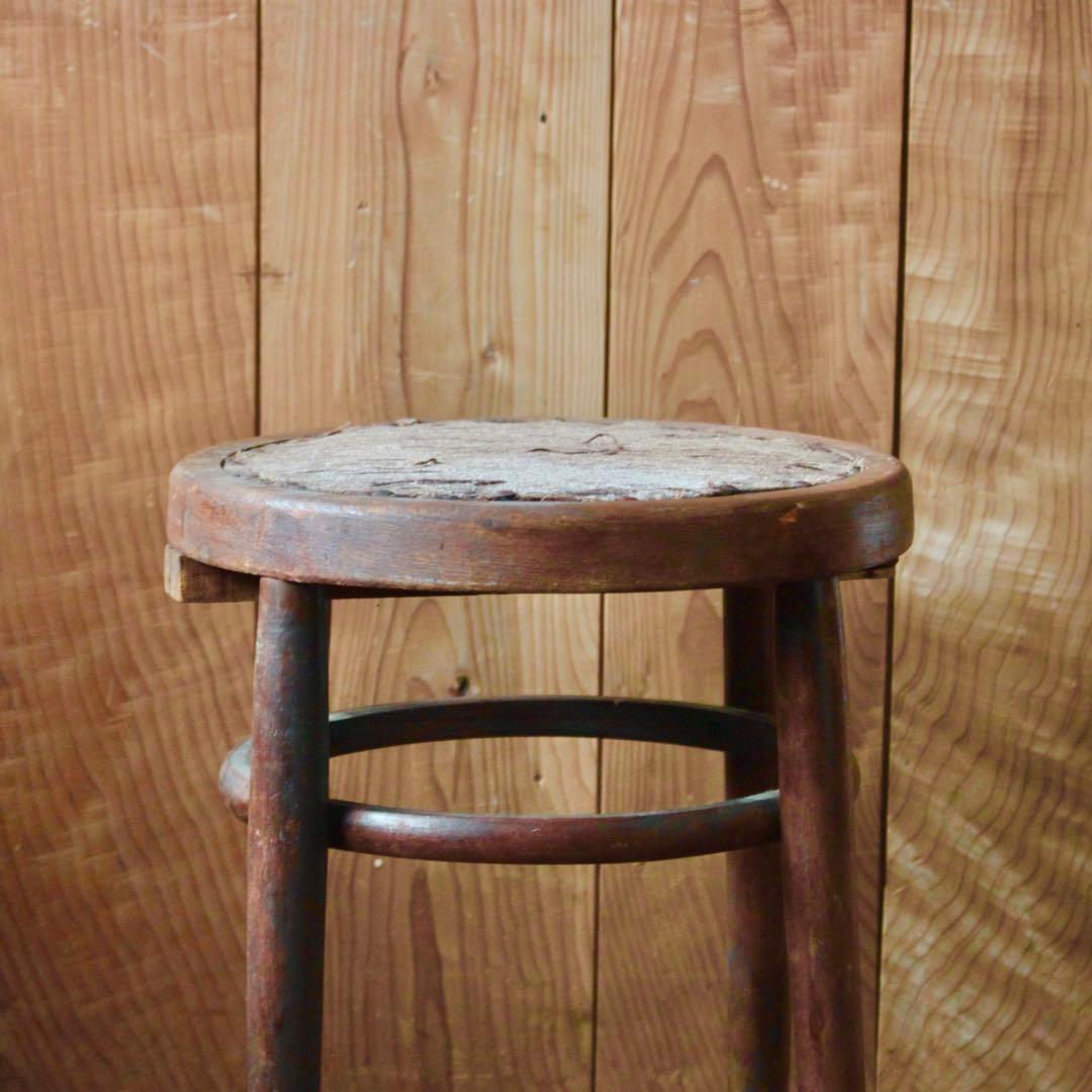 木製 丸椅子 布張 古道具 アンティーク