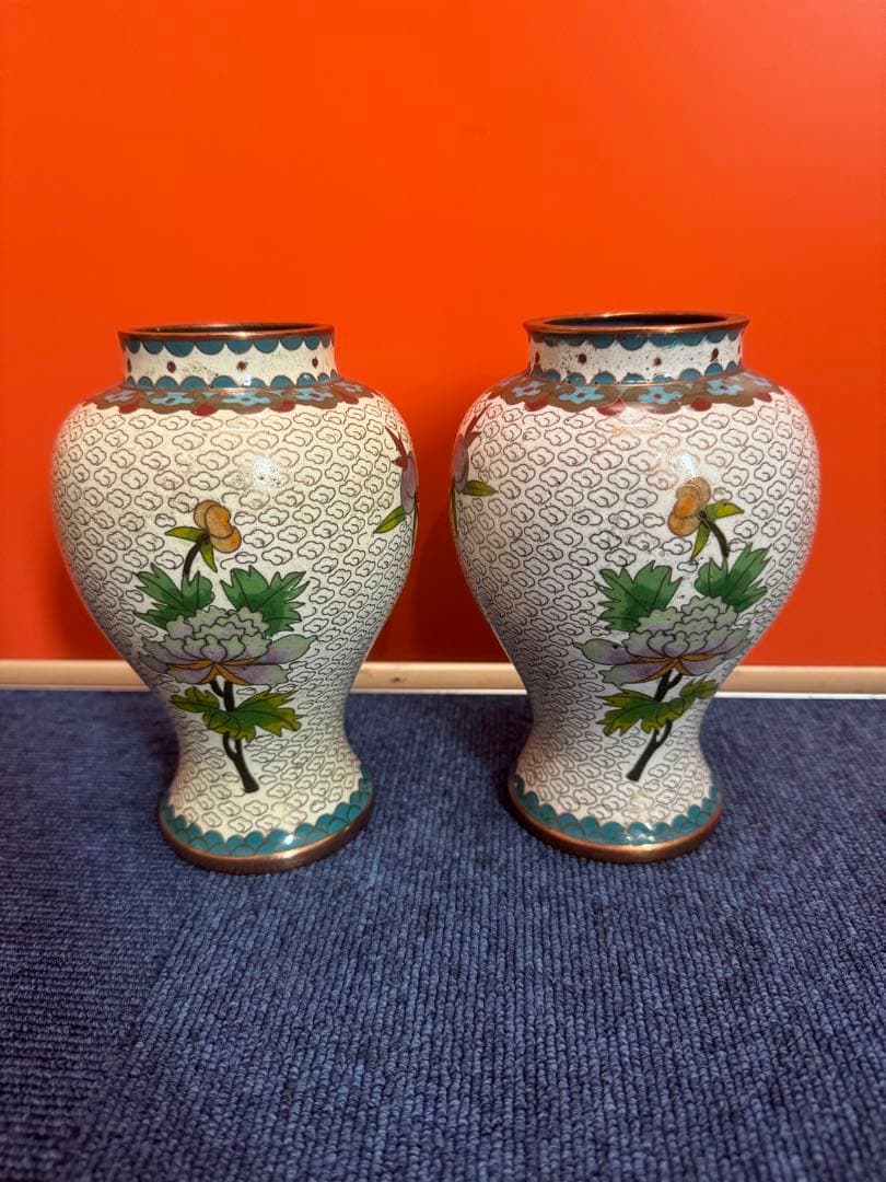 1850  七宝焼　景泰藍　花瓶2客