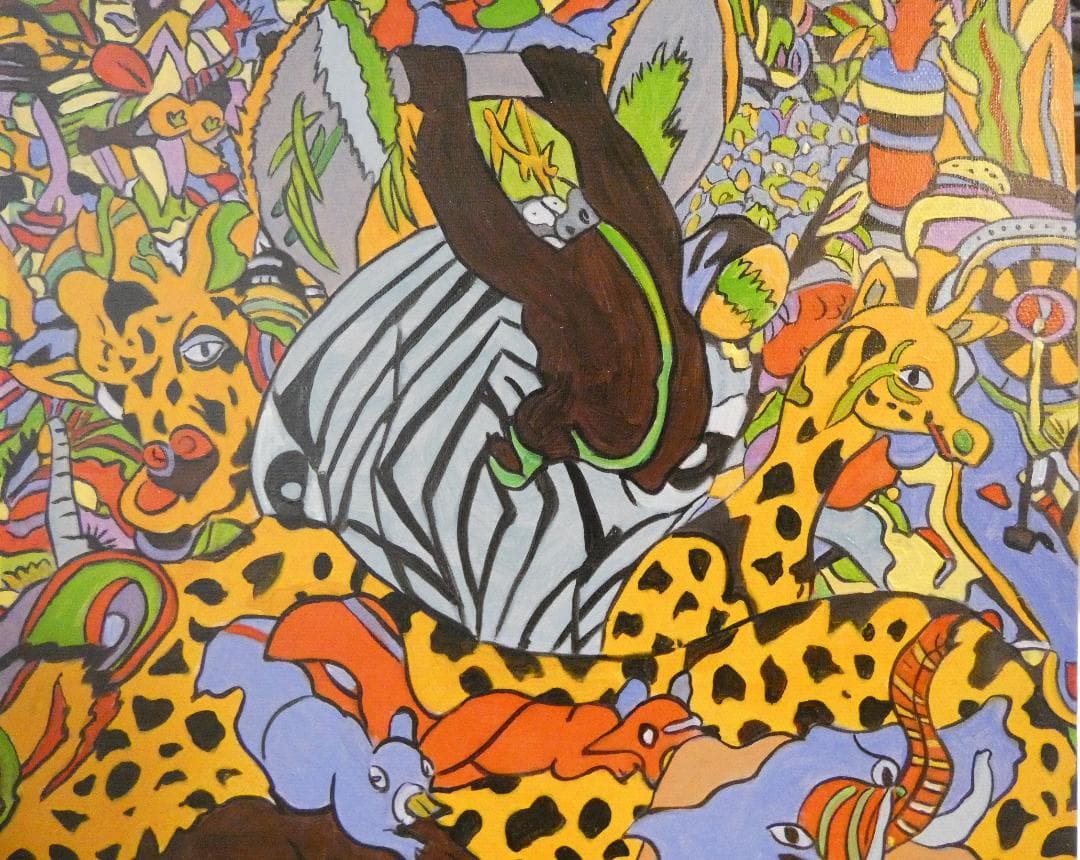 絵画　 油彩ジミー大西「ピンチ」サイン　F6サイズ　額装済み 肉筆手描き