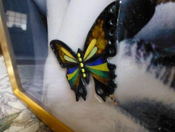 ★美女 ポスター 蝶 立体 デコレーション タペストリ アート 金属 フレーム★