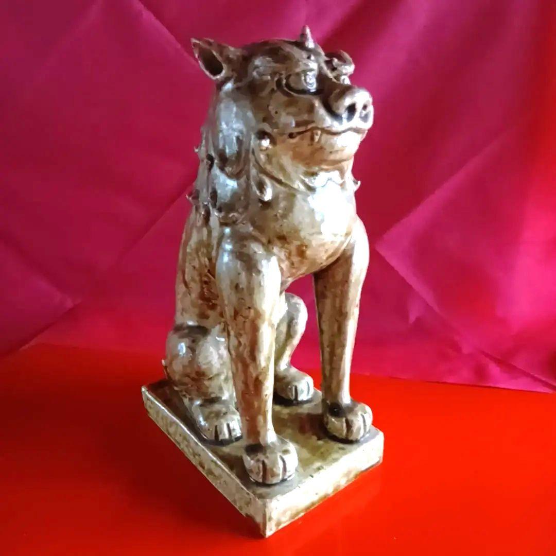 骨董品　古美術　獅子　狛犬　シーサー　置物　家康？作　水野家康