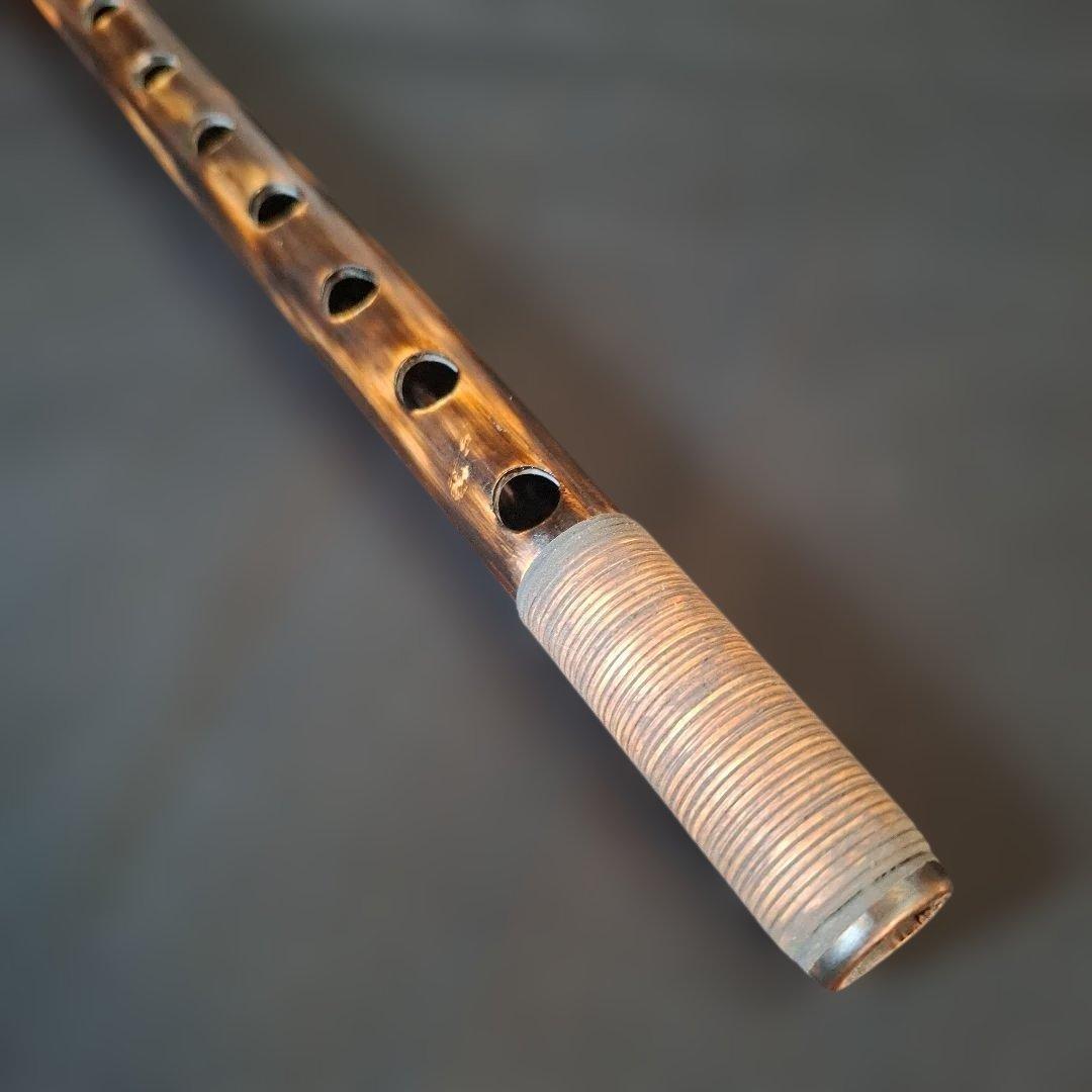 篠笛　古典調　7本調子　7穴　天地藤巻き　燻風仕上げ