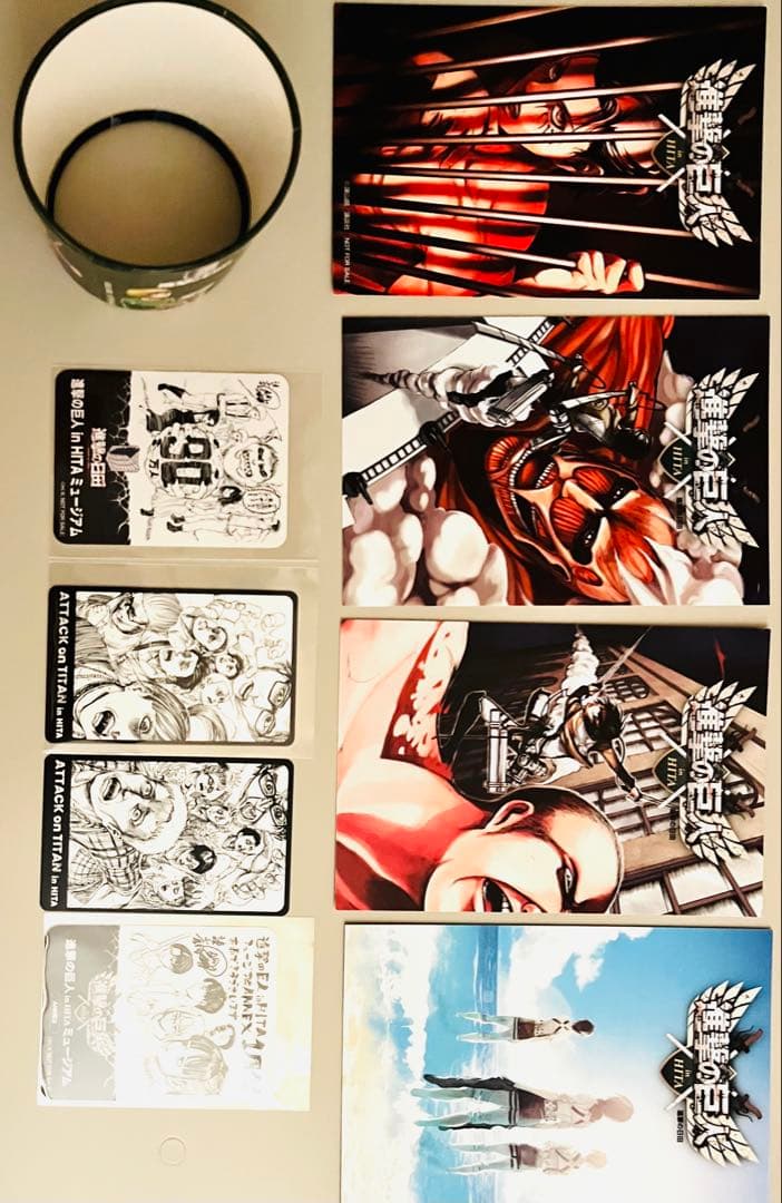 進撃の巨人 原作絵 進撃の日田　非売品ポストカード・ステッカー・スリーブ等9点