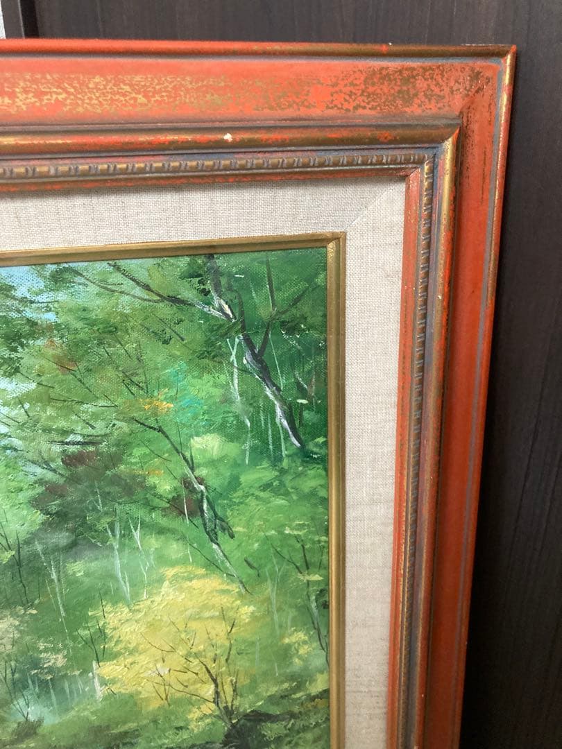 油彩画 山と川の風景 北岳　今井弘画伯　Ｆ8号