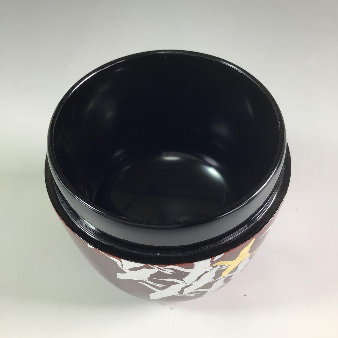 Ｒ２３９　棗　『山中塗』『工房　冴』『溜塗』『群鶴蒔絵』『中棗』　共箱　茶道具