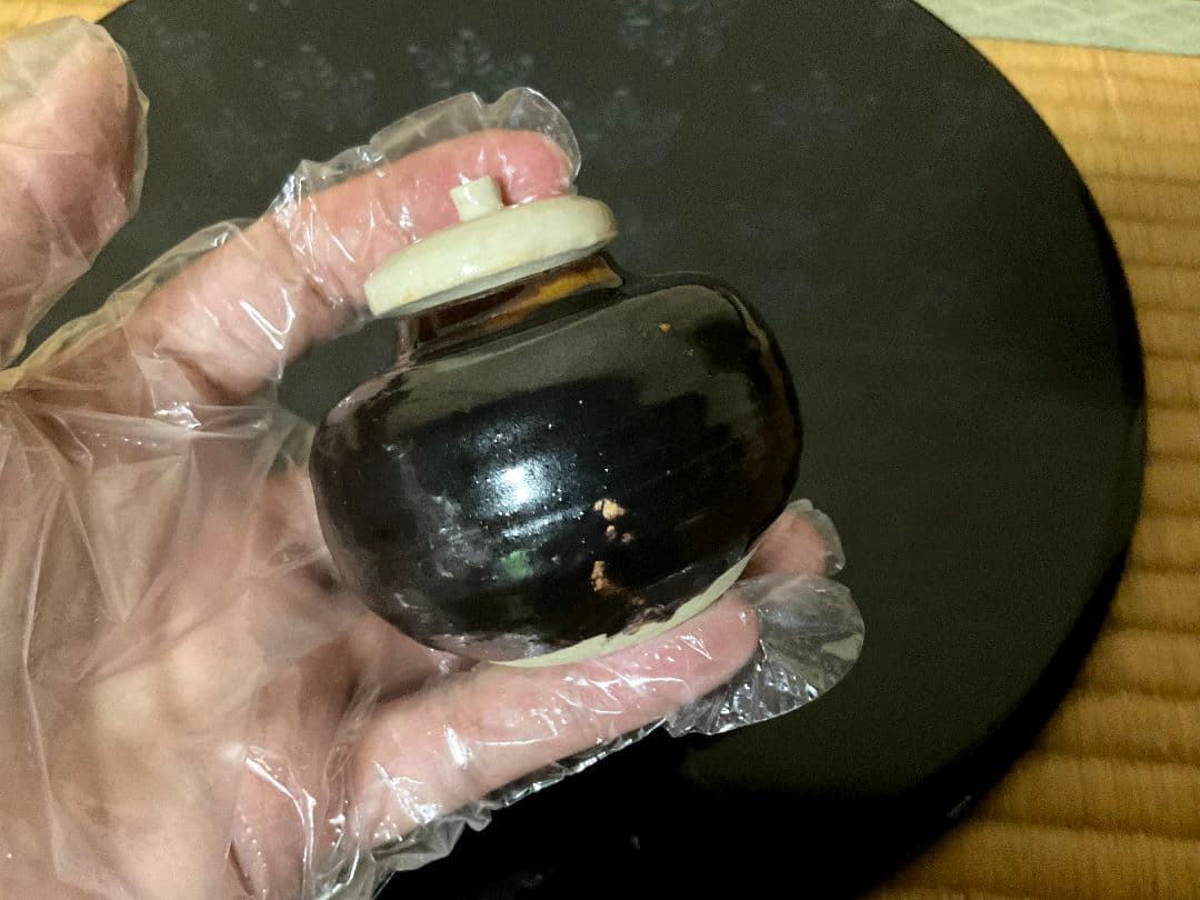 赤膚焼　二代目 小川二楽作　茶入　文琳　肩衝