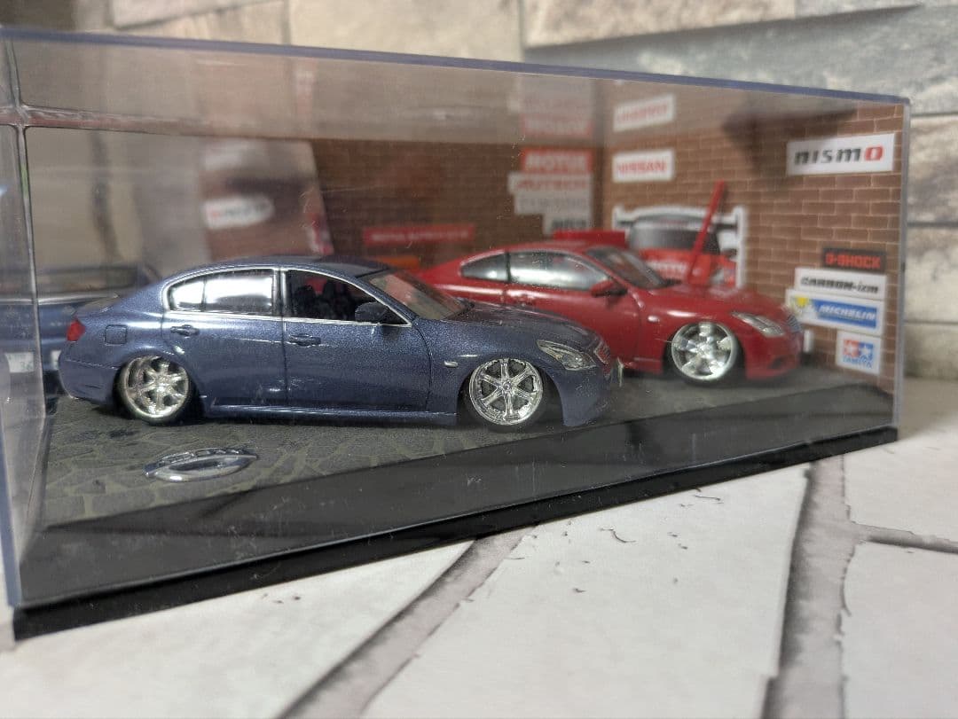1/43 V36スカイライン クーペ+セダン+ジオラマケース 改造ミニカー