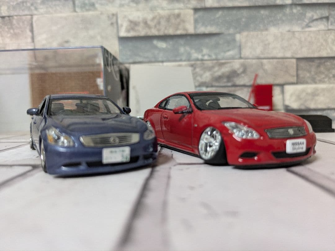 1/43 V36スカイライン クーペ+セダン+ジオラマケース 改造ミニカー