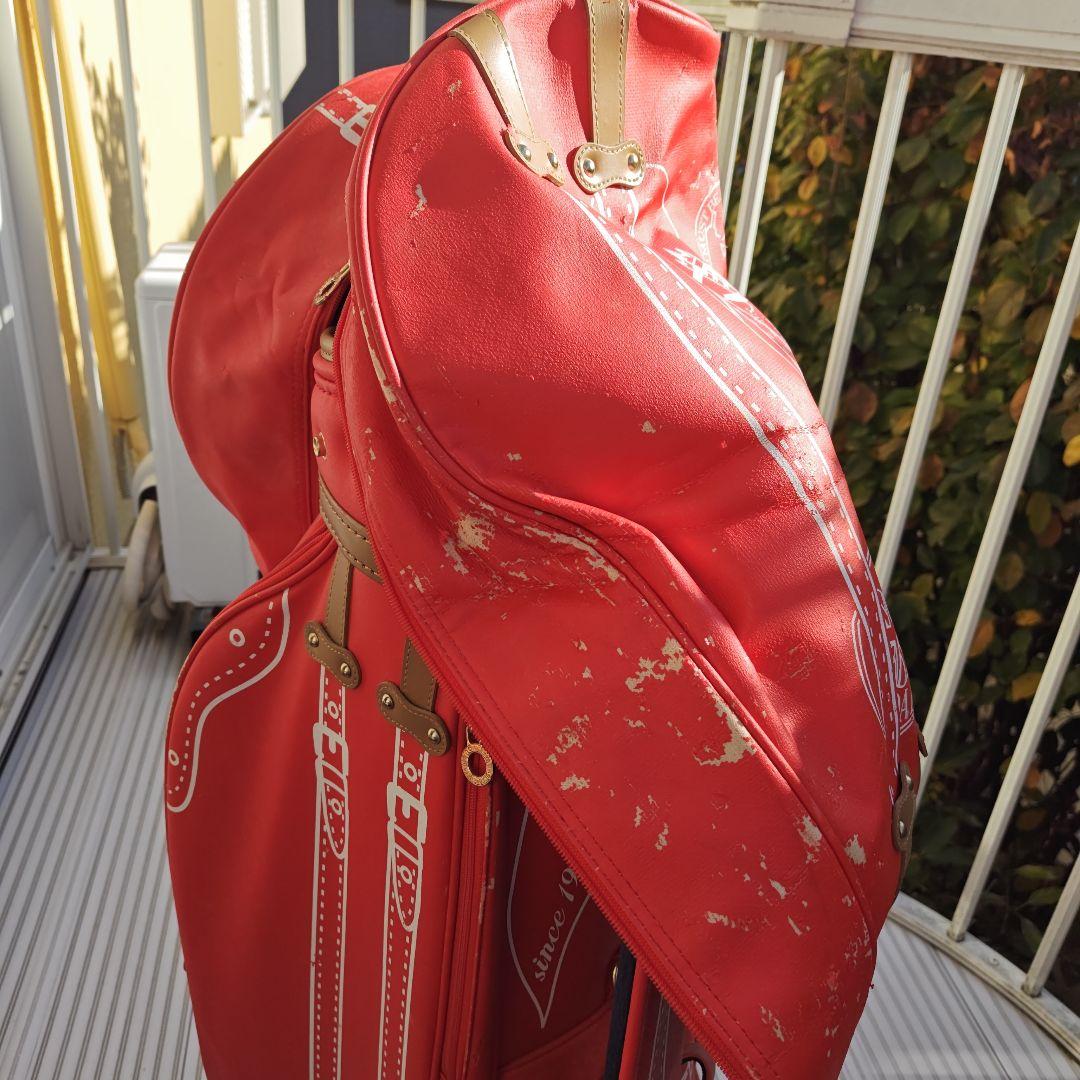 【OP追加お値段据置（7点セット）】赤いストライプデザインキャディバッグ