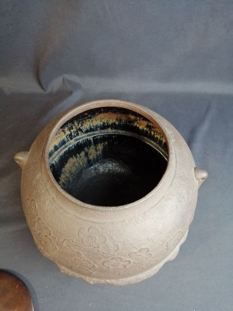 【茶道具】畠春斎造　模東京帝室博物館蔵松桜真形釜　釜245