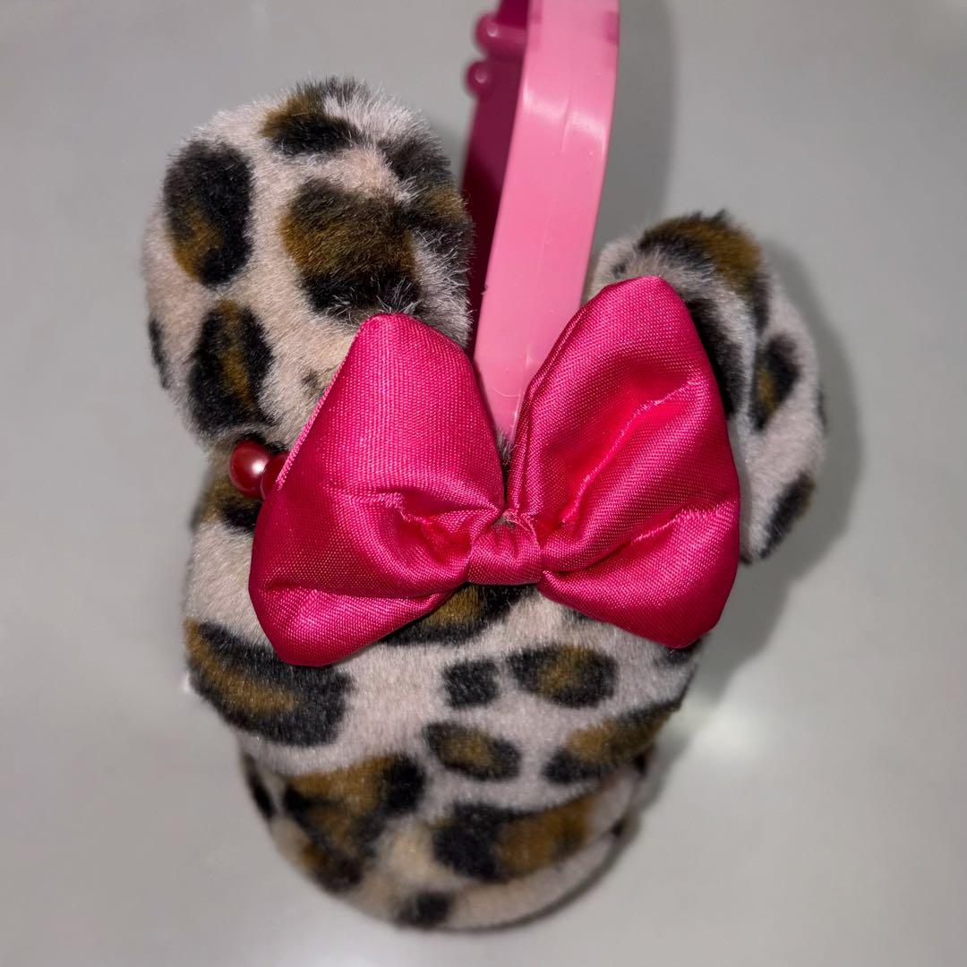 ディズニー ミニーちゃん イヤーマフ 耳あて ヒョウ柄 ピンク リボン