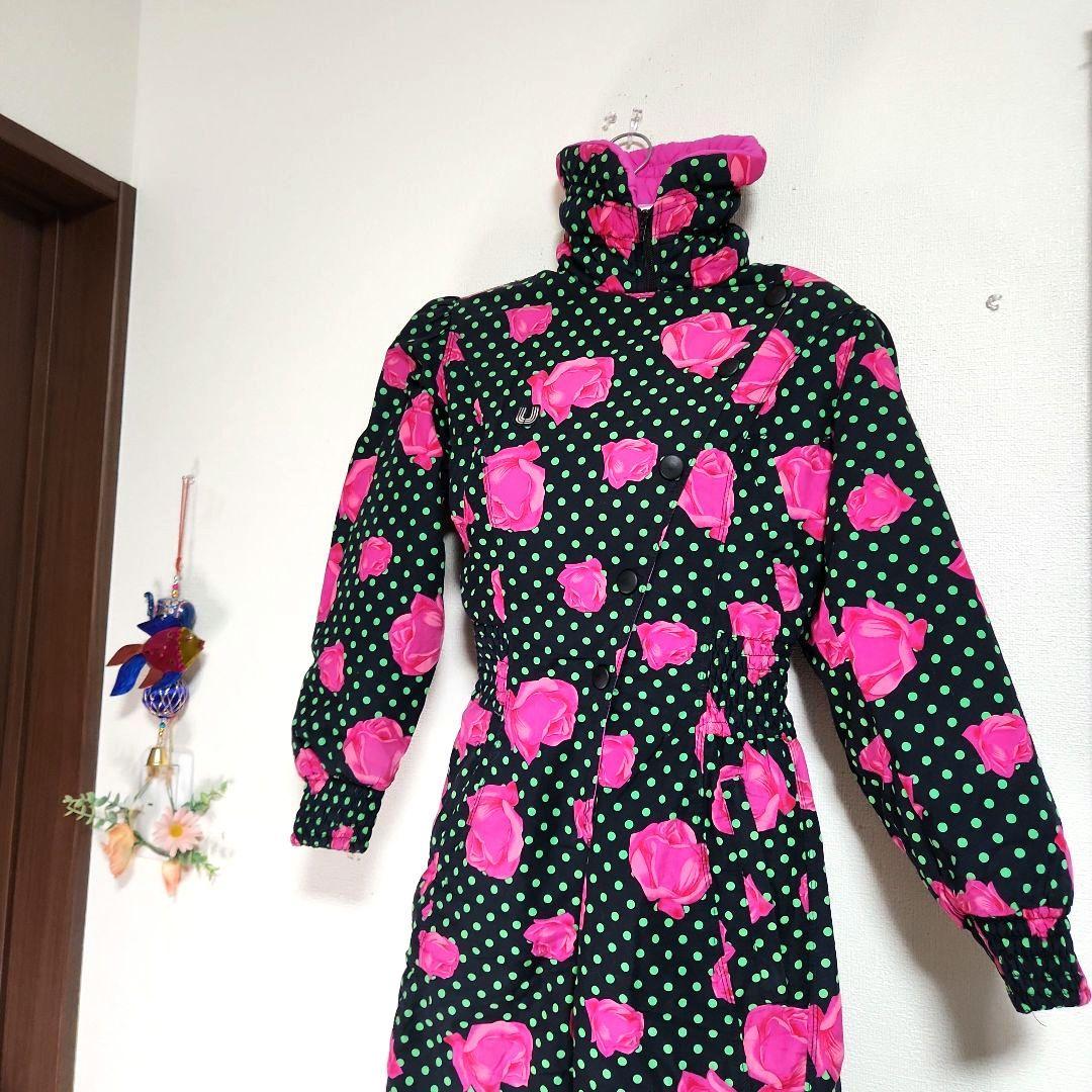 希少/イタリア製 ウンガロ スキーウェアジャンプスーツ 薔薇 ドット 38