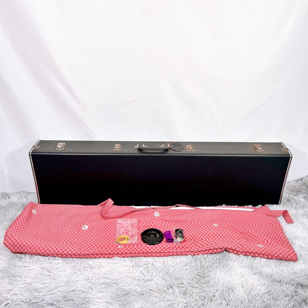 長唄三味線　中棹　紫檀　正寸　丸打胴　本皮　一本溝　皮破れなし　糸巻き紅木