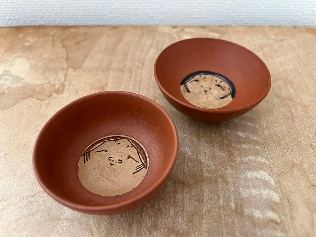 人間国宝　伊藤赤水　鬼面盃　無名異焼 朱泥　お猪口