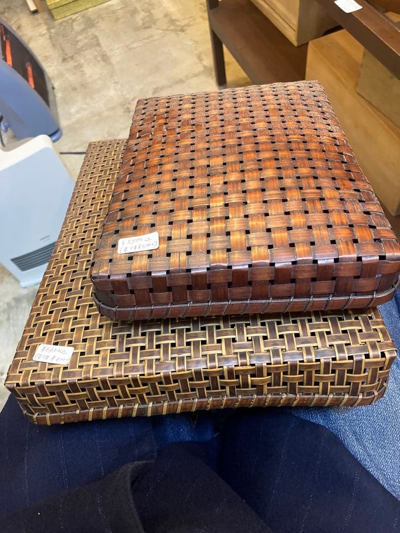 昭和雑貨　用途無限大！竹箱セット 大小2個