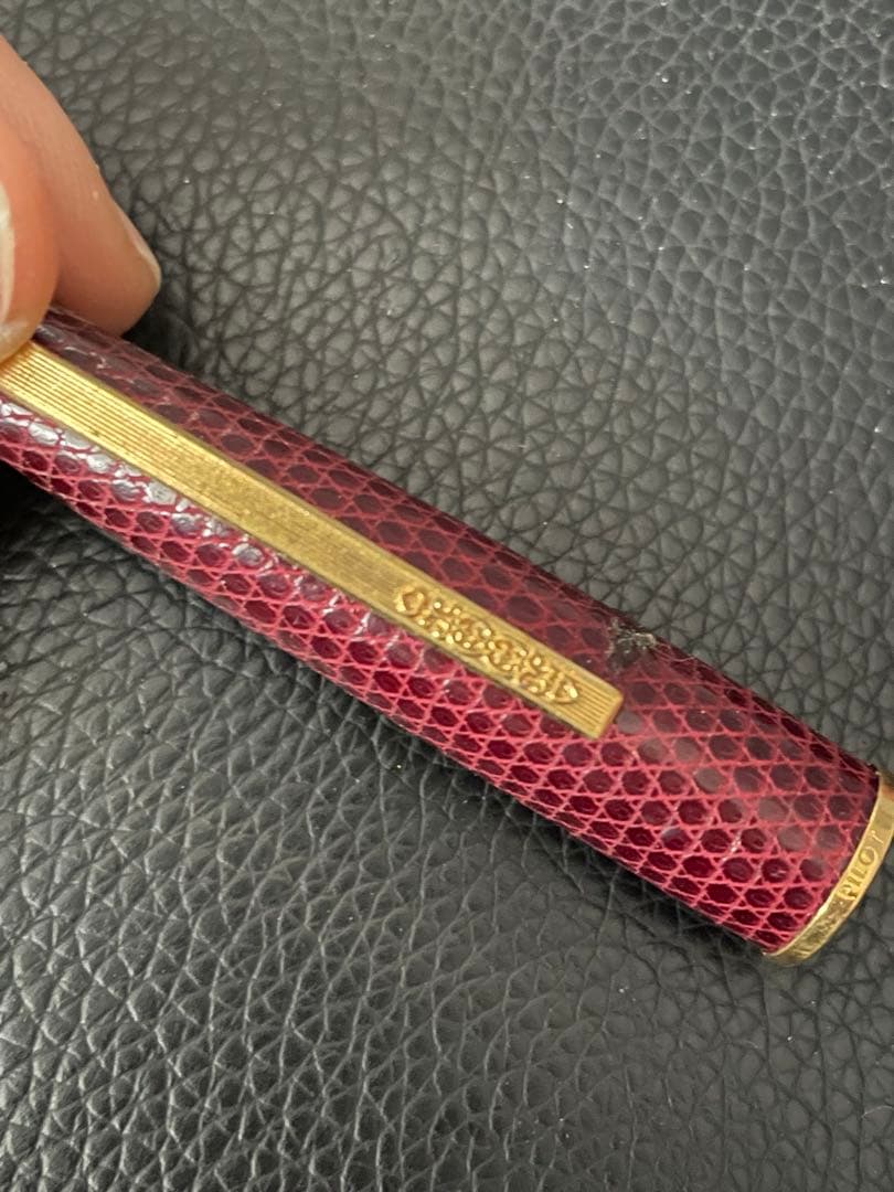 PILOT パイロット 万年筆 18K ペン先 F 細字革巻き ボルドー レトロ