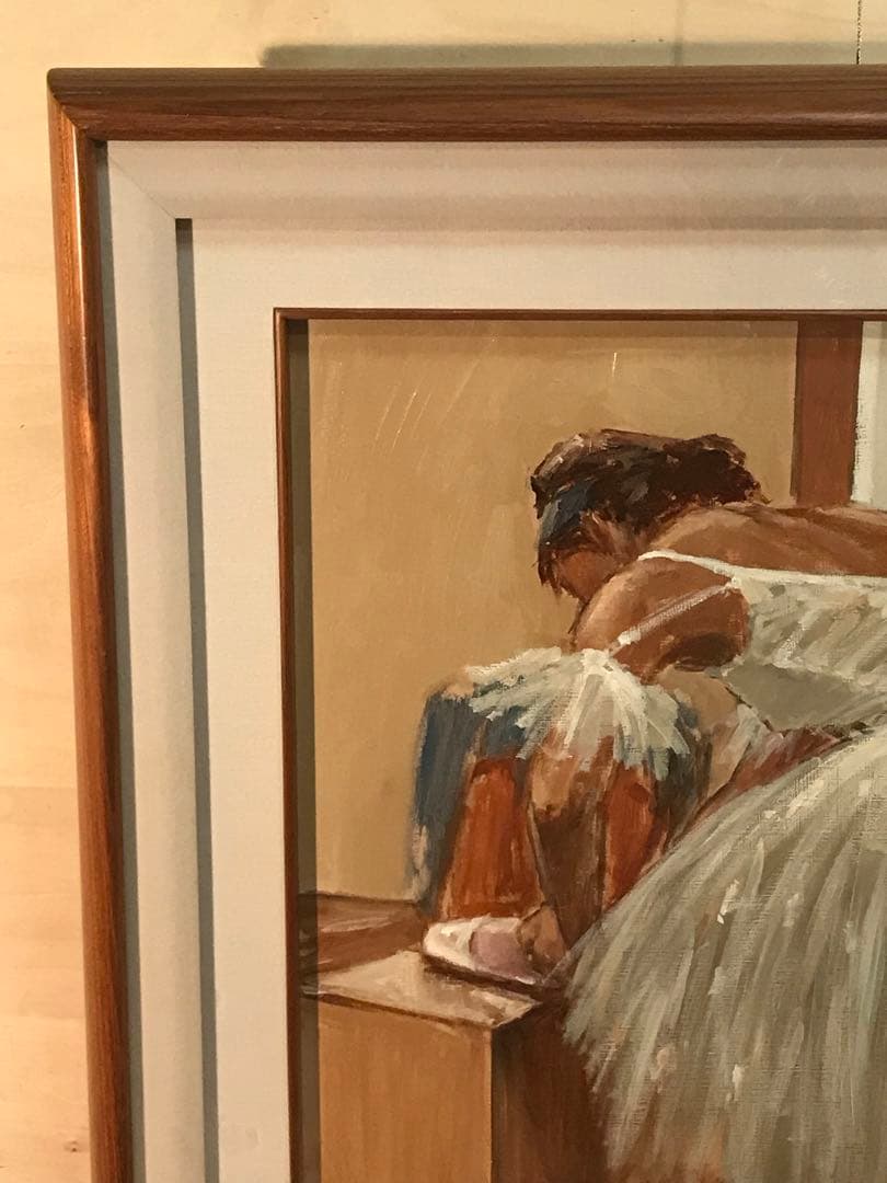 荒木義太郎「トーシューズ履くバレリーナ」油彩Ｆ１０号　画面右下に直筆サイン有り